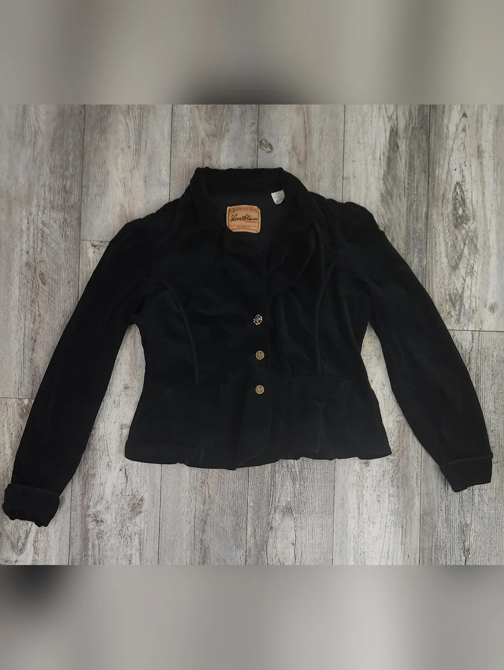 Levi's Black Velvet Button-Front Blazer - Picture 1 of 6